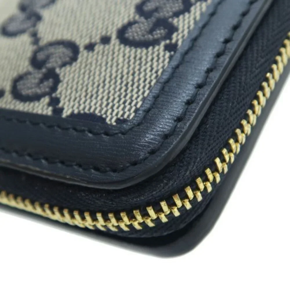 Gucci GG Canvas Compact Wallet Navy Blue - Picture 7 of 9